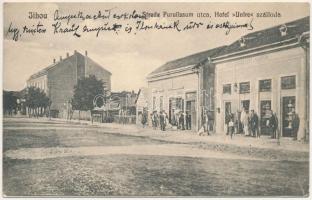 1930 Zsibó, Jibou; Strada Purulissum / Purulissum utca, Hotel Unire szálloda, Mindszent Salamon üzlete / hotel, shops (EK)