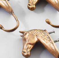 3 db bronz lófejes ruhaakasztó, fogas 15 cm