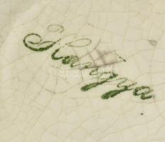 Hangya Szövetkezet emblémával jelzett aludt tejes köcsög. Kopással, repedéssel, m: 13 cm