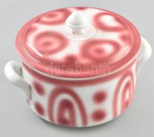 Gránit fedeles sütőedény, jelzett, kopással, 20x17 cm