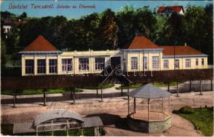 1912 Tarcsa, Tarcsafürdő, Bad Tatzmannsdorf; Sétatér és éttermek. Brüder Farkas kiadása / Curpark / park and restaurants (EK)