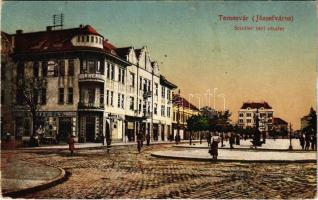 1918 Temesvár, Timisoara; Józsefváros, Scudier téri részlet, Krémer női divatáruház, Martin Pál üzlete. Vasúti levelezőlapárusítás 9249. 1917. / Iosefin, square, shops (Rb)