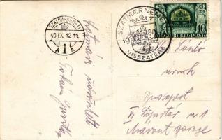 1940 Szatmárnémeti, Satu Mare; bevonulás, Fő tér autóbuszokkal / entry of the Hungarian troops, auto...