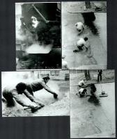 cca1978 Budapest, a Maros utca aszfaltozása, 7 db modern nagyítás, jelzés nélkül, 21x15 cm és 10x15 ...