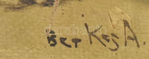 Berkes Antal (1874-1938): Nagyvárosi forgatag. Olaj, karton. Jelzett. Kissé sérült és hullámos. 19x3...