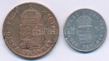 1848. 1kr Cu technológiai hibás veret + 1849NB 6kr Ag T:VF,F lapkahiba, karc
Adamo B1, Adamo B3