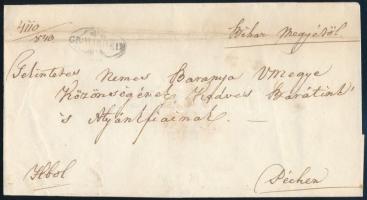 1843 Bélyeg előtti hivatalos levél GR:WARDEIN bélyegzéssel Pécsre (Rompes 30p)