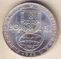 Portugália 1953. 20Esc Ag "Pénzügyreform" T:2+