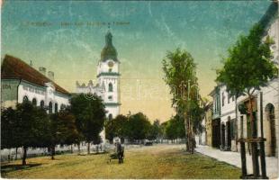 Szepesbéla, Spisská Belá (Zips); Fő tér, római katolikus templom, Béla szálloda / main square, church, hotel