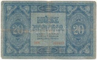 1919. július 15. 20K "1008 005803" T:VG / Hungary 15th July 1919. 20 Korona "1008 005...