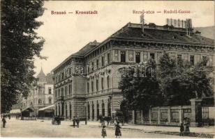 1913 Brassó, Kronstadt, Brasov; Rezső utca, Transilvania étterem és kávéház / Rudolfs-Gasse / street, restaurant and cafe