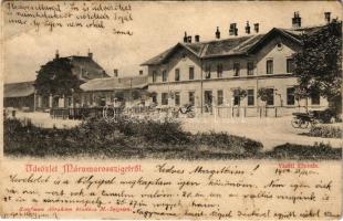 1904 Máramarossziget, Sighetu Marmatiei; vasútállomás. Kaufman Ábrahám kiadása / railway station (EB)