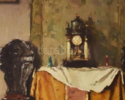 Komáromi Kacz Endre (1880-1969): Enteriőr. Olaj, falemez. Jelezve balra lent. Dekoratív fakeretben. ...