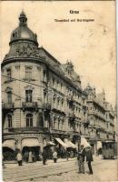 1906 Graz, Cafe Thonethof mit Herrengasse, Zahnarzt / cafe, street, tram, dentist, shops (Rb)