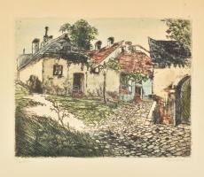 Paulovits Pál (1892-1975): Tabán. Színezett rézkarc, papír, jelzett, 19×25 cm