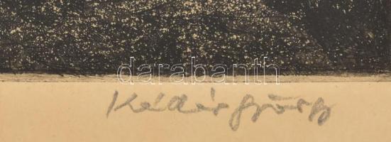 Kádár György (1912-2002): Alkony. Rézkarc, papír, jelzett. Lapszéli apró foltokkal. 30x49 cm