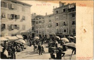 1933 Trento, Trient (Südtirol); Piazza delle Erbe, Domenico Valentini, Caffe Commercio, Gius Vittorio Suster / fruit market, shops, cafe (fl)