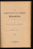 Réthy László: Az oláh nyelv és nemzet megalakulása. Történeti- Nép- és Földrajzi Könyvtár. XX. köt. ...