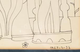 Vinkler László (1912-1980): Bálványok, 1967. Tus, papír, jelzett. Reprodukálva: Muladi Brigitta: Vin...