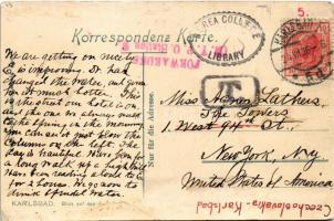 1906 Karlovy Vary, Karlsbad; Schloss Platz, Cafee Carl IV, Neudorfer / square, cafe, shop (EK)