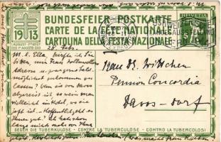 1914 1798 Bundesfeier-Postkarte 1913 1. August, Gegen die Tuberkulose. Graph. Werkstätten Gebr. Fret...