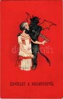 Üdvözlet a Krampusztól / Krampus greeting. SB 7102. litho (ázott / wet damage)