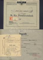 1941 Orion néprádió csek, jegyzék és boríték