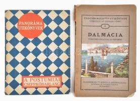 2 db útikönyv: Havass Rezső: Dalmácia. Térképmelléklettel és képekkel. - - Dalmáciáról írott műve nyomán. Eggenberger-féle Utikönyvek II. Bp., é.n. (cca 1910), Eggenberger-féle könyvkereskedés. Kiadói papírkötés, sérült borítóval. + Perco, G. And.: A postumiai cseppkőbarlang. Panoráma Utikönyvek XXII. Bp., é.n., Panoráma. Kiadói papírkötés.