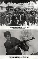 cca 1968 ,,Visszatérés az életbe" című szovjet film jelenetei és szereplői, 5 db vintage produkciós filmfotó (vitrinfotó, lobbyfotó) ezüst zselatinos fotópapíron, a használatból eredő (esetleges) kisebb hibákkal, a szövegmezőt felülragasztották, 18x24 cm