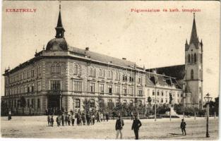 Keszthely, Főgimnázium és katolikus templom (fl)