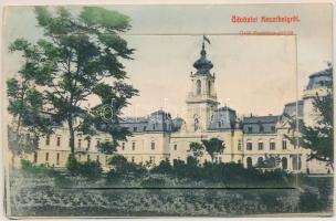 1909 Keszthely, Gróf Festetics kastély. leporellólap 10 képpel. Hegyi Dezső kiadása