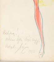 Vogel Eric (1907-1996): Táncosnő, 1993. Akvarell, ceruza, papír. Jelzett. Vogel Eric autográf ajánlá...