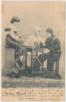 1904 Boldog új évet! Kéményseprő, kártya játék / New Year, chimney sweeper, card game (EB)