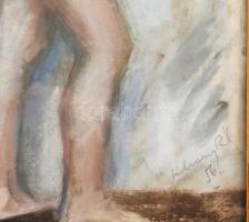 Szilvássy Pál (1920-1996): Álló női akt, 1956. Vegyes technika, papír. Jelzett. 47x27,5 cm. Üvegezet...