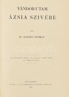 Almásy György (1867-1933): Vándor-utam Ázsia szívébe. Írta: Dr. - -. 226 szövegközti képpel, 18 táblával, 3 színes képpel és térkép-vázlattal. Természettudományi Könyvkiadó-Vállalat. LXXII. Bp., 1903. K. M. Természettudományi Társulat, (Hornyánszky-ny.), XII+737+3 p.+1 (kihajtható térkép) t. + 21 (ebből 8 kihajtható, 3 színes) t. Első kiadás! Nagyon gazdag egészoldalas és szövegközti képanyaggal illusztrált. Kiadói aranyozott egészvászon sorozatkötésben, márványozott lapélekkel, kopott borítóval, egy kihajtható tábla szélén a képet nem érintő sérülésnyomokkal.