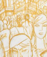 Vogel Eric (1907-1996): Párizsi forgatag, 1980-as évek. Vegyes technika, papír. Jelzett. 55x38 cm. Ü...