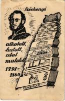 1791-1860 Széchenyi István alkotott, hatott és utat mutatott! Széchenyi Emlék-levelezőlap. A Széchenyi Munkaközösség kiadása (lyuk / pinhole)