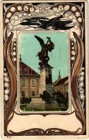 Budapest I. Honvéd emlékmű. Art Nouveau, floral + "IV. Magyar Filatelista Nap Budapest 1927. máj. 4." So. Stpl. (fa)