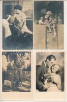 22 db RÉGI motívum képeslap, fotólap: romantikus párok, vegyes minőségben / 22 pre-1945 motive postcards, photos: romantic couples, in mixed quality