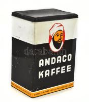 Andaco Kaffee nagyméretű kávés fémdoboz, korából adódó kis kopással, horpadással, 35x25x18 cm