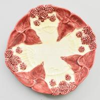 Körmöcbánya stilizált virágmintás fali dísztányér. Sorszámozott, kopással, d: 18 cm