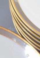 Rosenthal süteménykínáló készlet. Pereménél aranycsíkozással elválasztott ezüstös csillogású színezé...