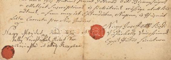 1812 Kézdivásárhely (Târgu Secuiesc), ingatlan adásvételi szerződés, címeres viaszpecsétekkel