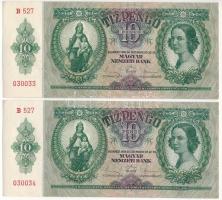 1936. 10P (2x) sorszámkövetők "B 527 030033 - B 527 030034" T:UNC,AU kissé hullámos papír Adamo P9