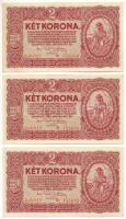 1920. 2K (3x) sorszámkövetők "2ab015 *155090 - 2ab015 *155092" T:AU / Hungary 1920. 2 Korona (3x) sequential serials "2ab015 *155090 - *2ab015 155092" C:AU Adamo K7/1