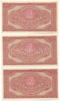 1920. 2K (3x) sorszámkövetők "2ab015 *155090 - 2ab015 *155092" T:AU / Hungary 1920. 2 Koro...