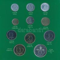 1995. 10f-200Ft (11xklf) "Magyarország pénzérméi" forgalmi sor dísztokban, közte 200Ft Ag ...