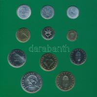 1995. 10f-200Ft (11xklf) "Magyarország pénzérméi" forgalmi sor dísztokban, közte 200Ft Ag ...