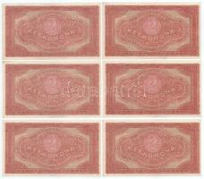 1920. 2K (6x) sorszámkövetők "2aa 025 649.701 - 2aa 025 649.706" T:AU / Hungary 1920. 2 Ko...