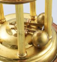 Torziós ingás asztali óra. Régi, mechanikus szerkezettel, szép, zománcozott fém számlappal. felhúzók...